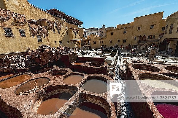 Cymbals With Paint Dyeing Tannery Tannerie Chouara Tanner And Dyer