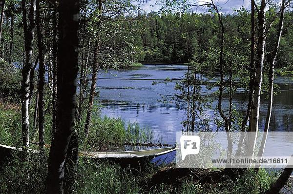 Boot am Seeufer,  Pielinen See,  Karelien,  Finnland
