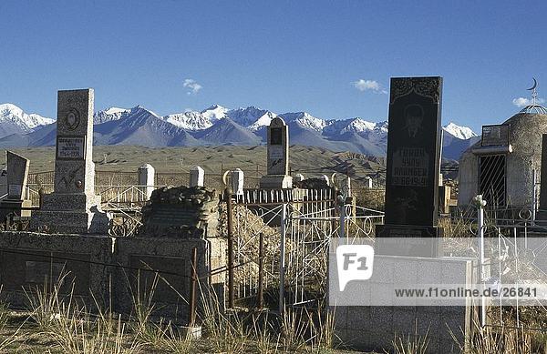 Tombstones in cemetery Kirgistan