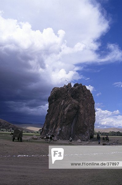 Holy mountain on landscape  Independent Mongolia