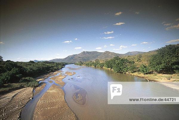 River flowing through mountains  Mkondo River  Swaziland