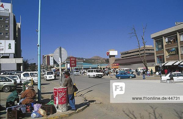 Traffic on road  Kingsway  Maseru  Lesotho