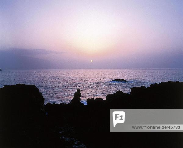 Sun over sea  Las Puntas  El Golfo  El Hierro  Canary Islands  Spain