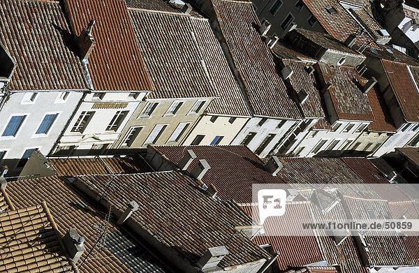 High angle view of rooftops  Pont Des Marchands  Narbonne  France