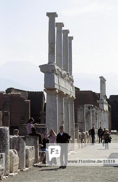 Tourists at archaeological site  Pompeii  Naples  Campania  Italy