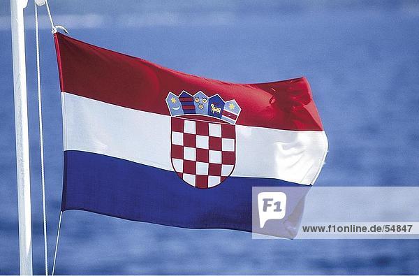 Nahaufnahme der kroatische Flage  Kroatien  Europa