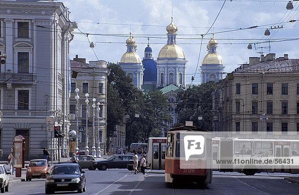 Europa Großstadt Fernverkehrsstraße Bewegung Russland Straßenverkehr