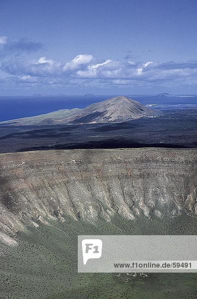 High angle view of volcanic crater  Canary Islands  Spain  Europe