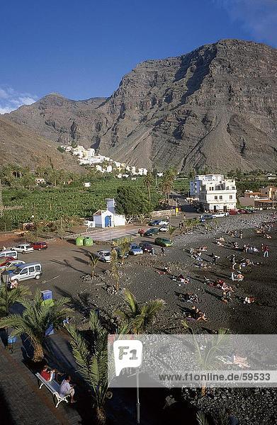 High angle view of a parking lot  La Gomera  Canary Islands  France
