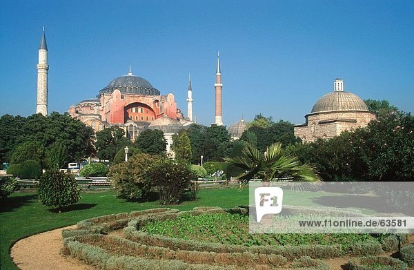 Garten vor Moschee  Hagia Sophia Moschee  Istanbul  Türkei