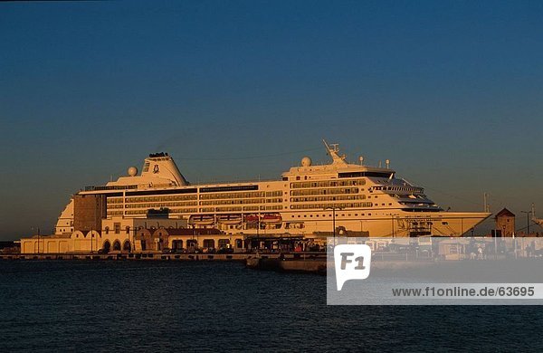 Cruise Ship moored at Harbor  Dodecanese Inseln  Griechenland