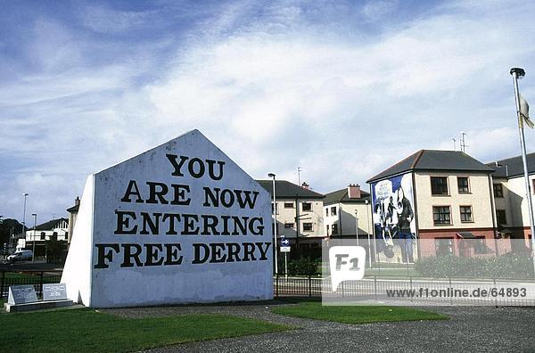 Signboard of free Derry  Bogside  Londonderry  Republic Of Ireland