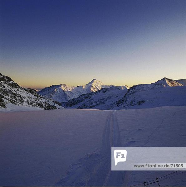 Landschaftlich schön landschaftlich reizvoll Europa Abend Alpen Berner Oberland Kanton Bern Mönch Schweiz