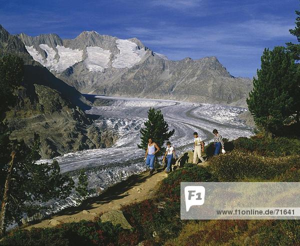 10105850  Aletsch glacier  glacier  Switzerland  Europe  family  Switzerland  Europe  summer  sunny  canton Valais  walking  h