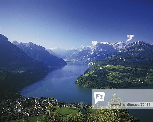 Panorama Europa Berg See Draufsicht Schweiz Vierwaldstättersee