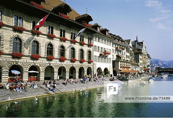 10505013  Stadt  Stadt  Luzern  Rathaus Quai  Reuss  River  Fluss  Tourist  Schweiz  Europa