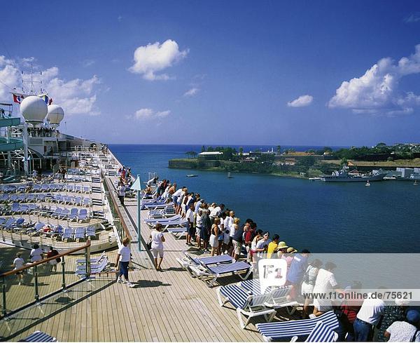 10639788 departure arrival coming fort de France fort Saint Louis group Martinique passengers cruise ship solar deck