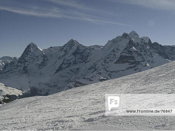 Landschaftlich schön landschaftlich reizvoll Berg Alpen Eiger Berner Oberland Kanton Bern Mönch Schnee