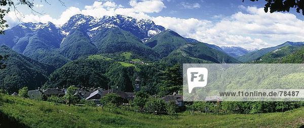 Panorama Landschaftlich schön landschaftlich reizvoll Berg Alpen Euro Schweiz Kanton Tessin