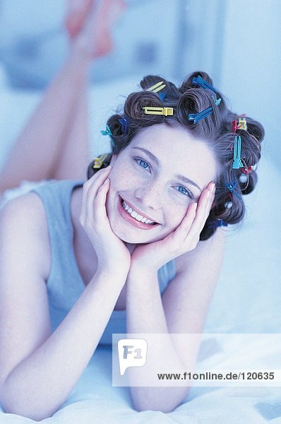 Woman with hairclips