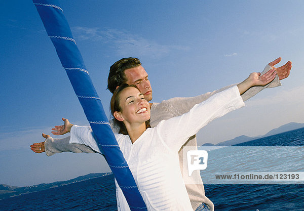 Couple on sailing boat