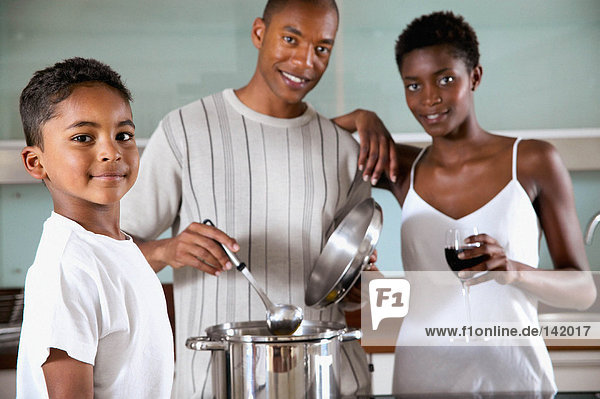 Family in kitchen