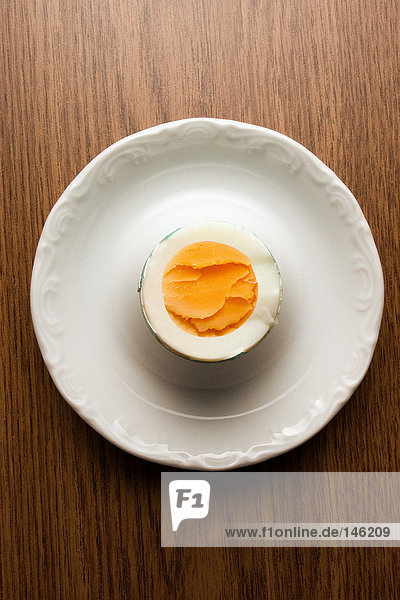 Hard boiled egg on table