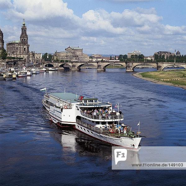 Ship on river Elbe  Dresden  Germany