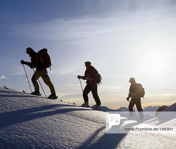 Three men climbing mountain  Arlberg  Austria