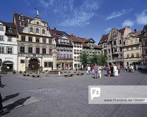 Tourists in street  Erfurt  Thuringia  Germany