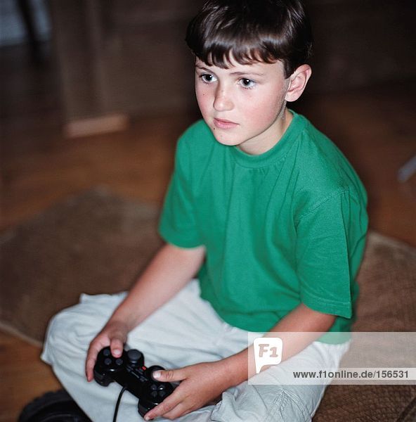 Boy playing a video game