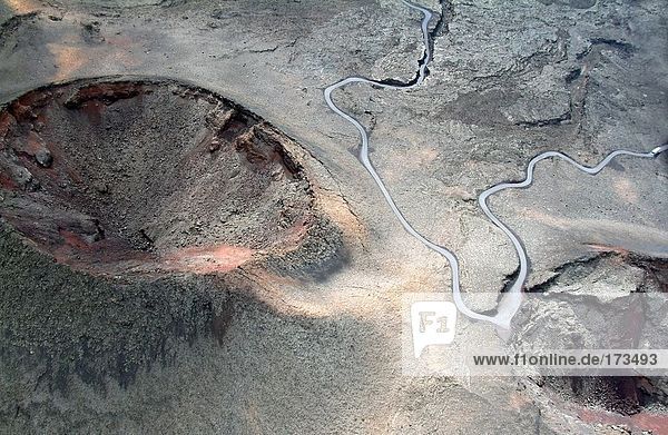 Luftbild von Vulkanlandschaft  Lanzarote  Kanaren  Spanien