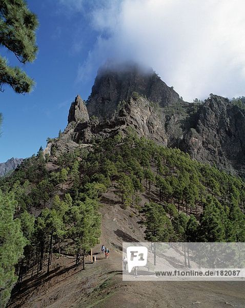 High angle view of tourist on mountain  Caldera de Taburiente  La Palma  Canary Islands  Spain