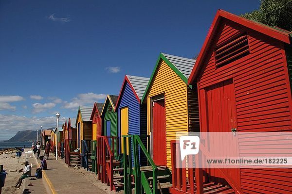 Strandhütten in Zeile  Cape Town  Südafrika