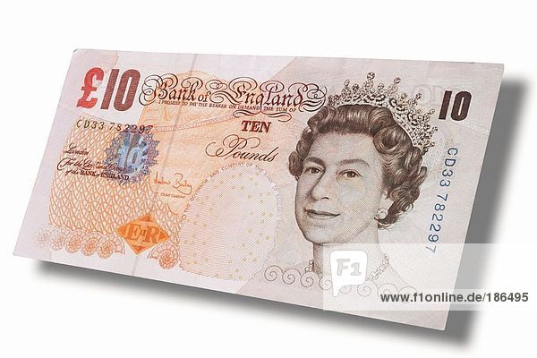 British currency banknotes Ten British Pound  close-up