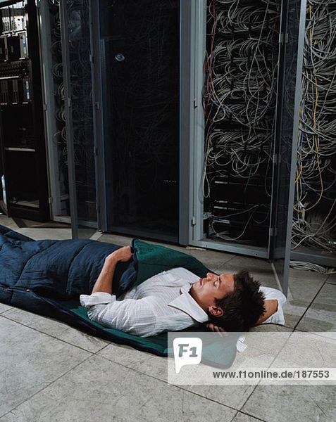 Man sleeping in office