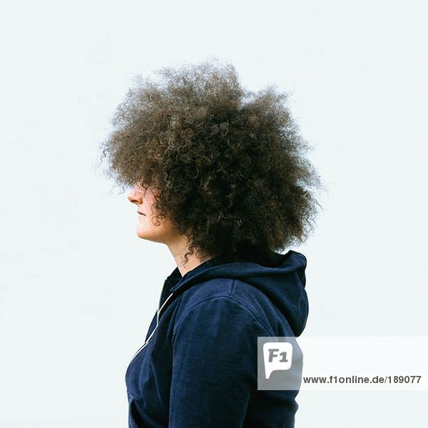 Woman with large afro hair