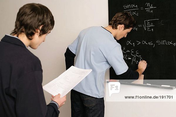 Students working on a maths problem