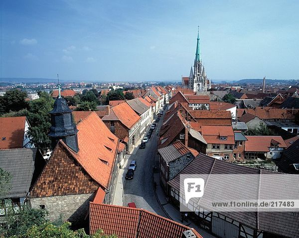 Church in town St. Mary's Church Muehlhausen Thuringia Germany