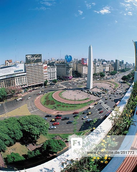 10407548, Argentinien, Südamerika, Avenue 9. Juli, Buenos Aires, Fisheye, Obelisk, Überblick