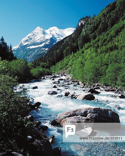 Landschaftlich schön landschaftlich reizvoll Berg fließen Fluss Bach Alpen Kanton Graubünden Euro Schweiz