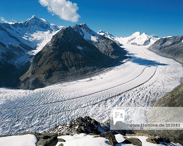 10634194  alpine  Blick Alpen  Gebirge  Landschaft  Aletschgletscher  Gletscher  Schweiz  Europa  vom Eggishorn  Eis  Gletscher