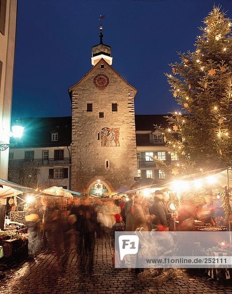 Europa Mensch Menschen Nacht Altstadt Christ Kanton Thurgau Markt Schweiz bei Nacht