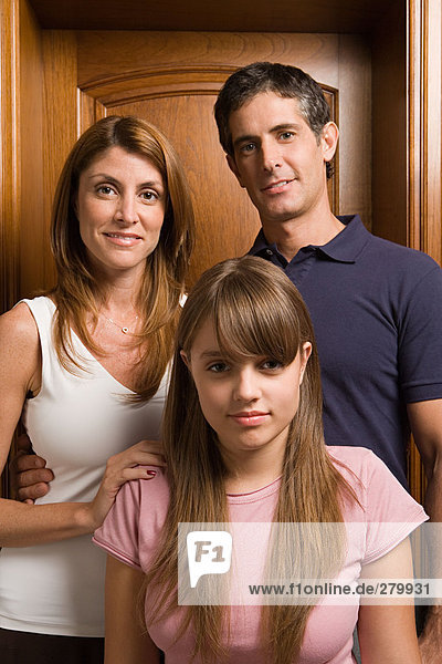 Teenage girl and parents
