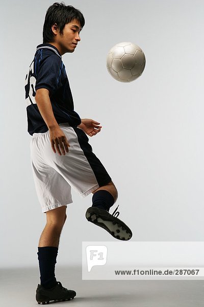 Soccer player juggling ball