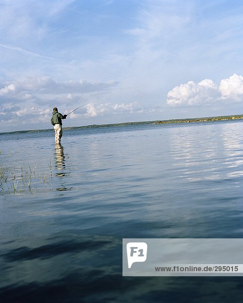 A person fishing.