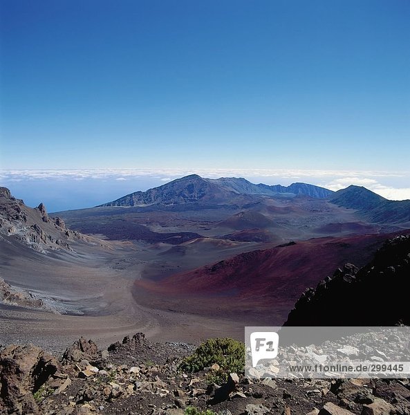 Krater des Vulkans auf trockenen Landschaft  Haleakala Krater  Haleakala Nationalpark  Hawaii  USA