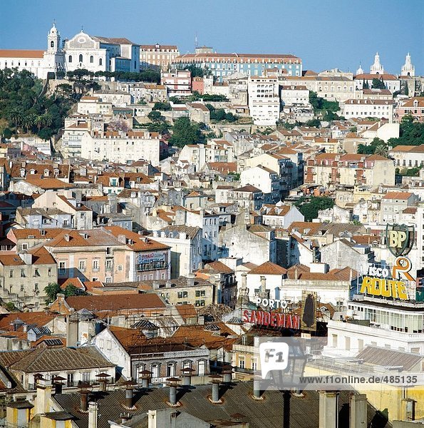 Lissabon Hauptstadt Wohnhaus Gebäude Stadt Großstadt Draufsicht Portugal