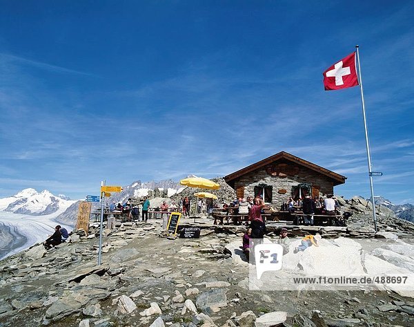 10653476  alpine  Alpen  Berge  Hütte  Mountainbike  Wandern  Eggishorn  Gäste  Unternehmen  Gletscher  groß  groß  Aletsch-g