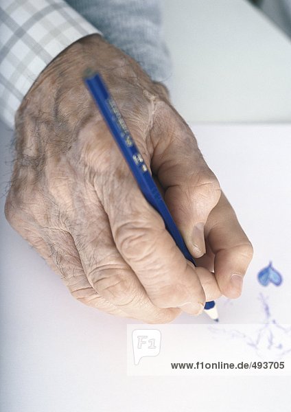 Handzeichnung eines älteren Mannes mit Buntstift